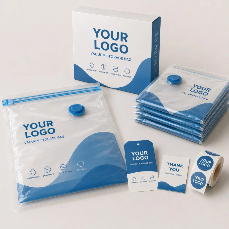 Private label packaging for 3D vacuum storage bags