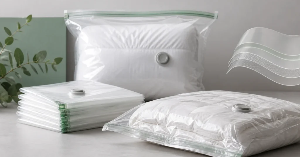PA PE vacuum storage bags in a professional product display