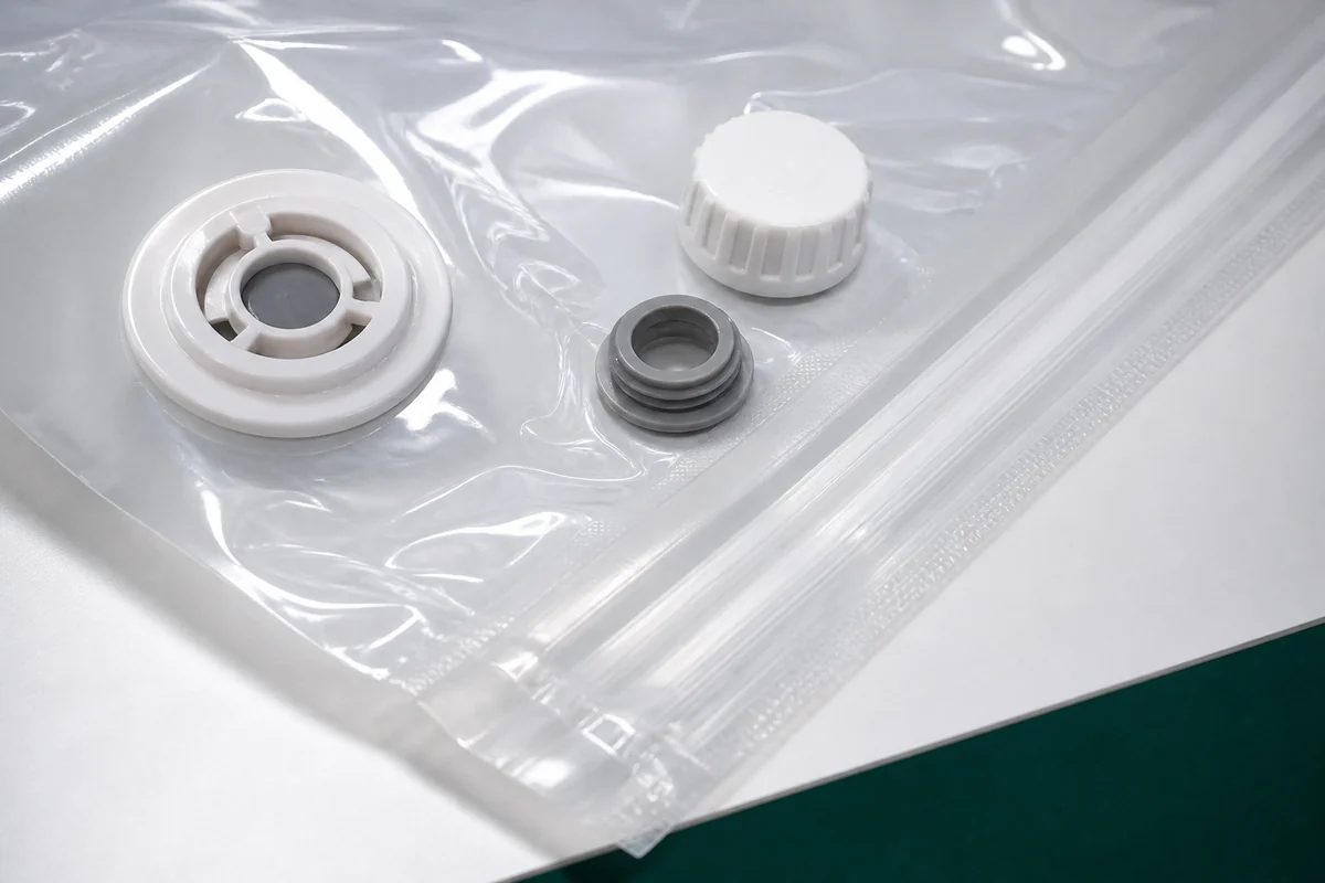 One-way vacuum valve components and double zipper sealing structure