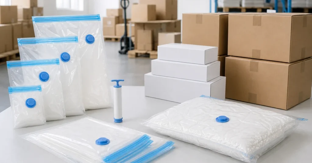 Wholesale vacuum storage bags with pumps and export cartons