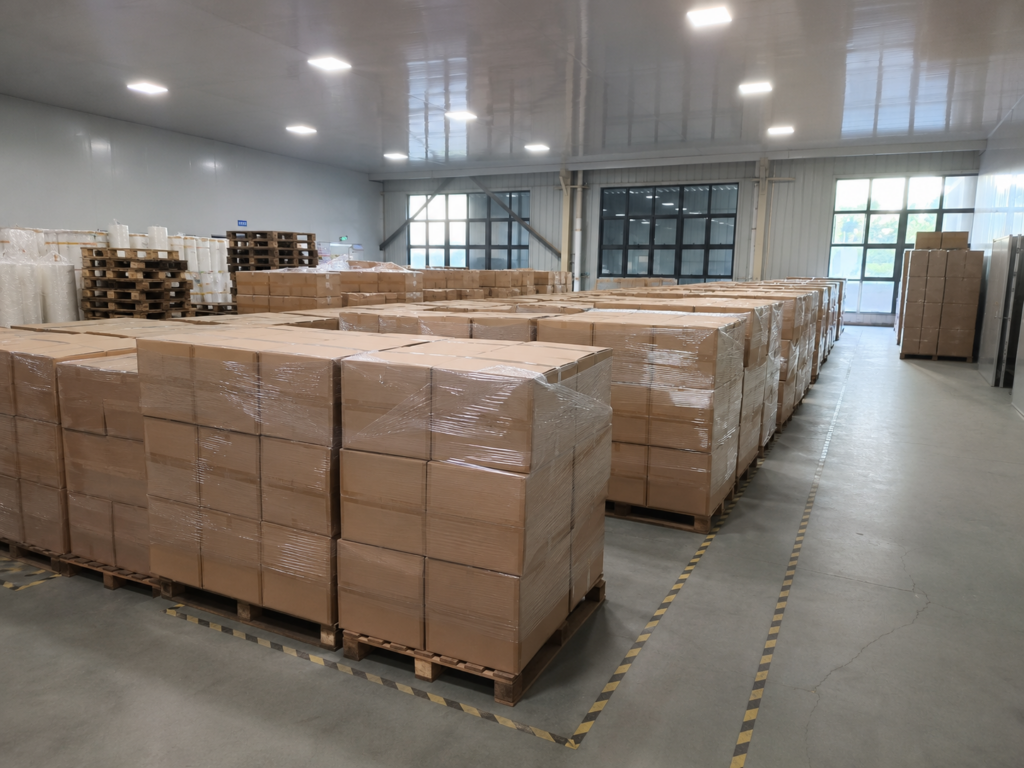 Finished vacuum storage bags prepared for packaging and shipment