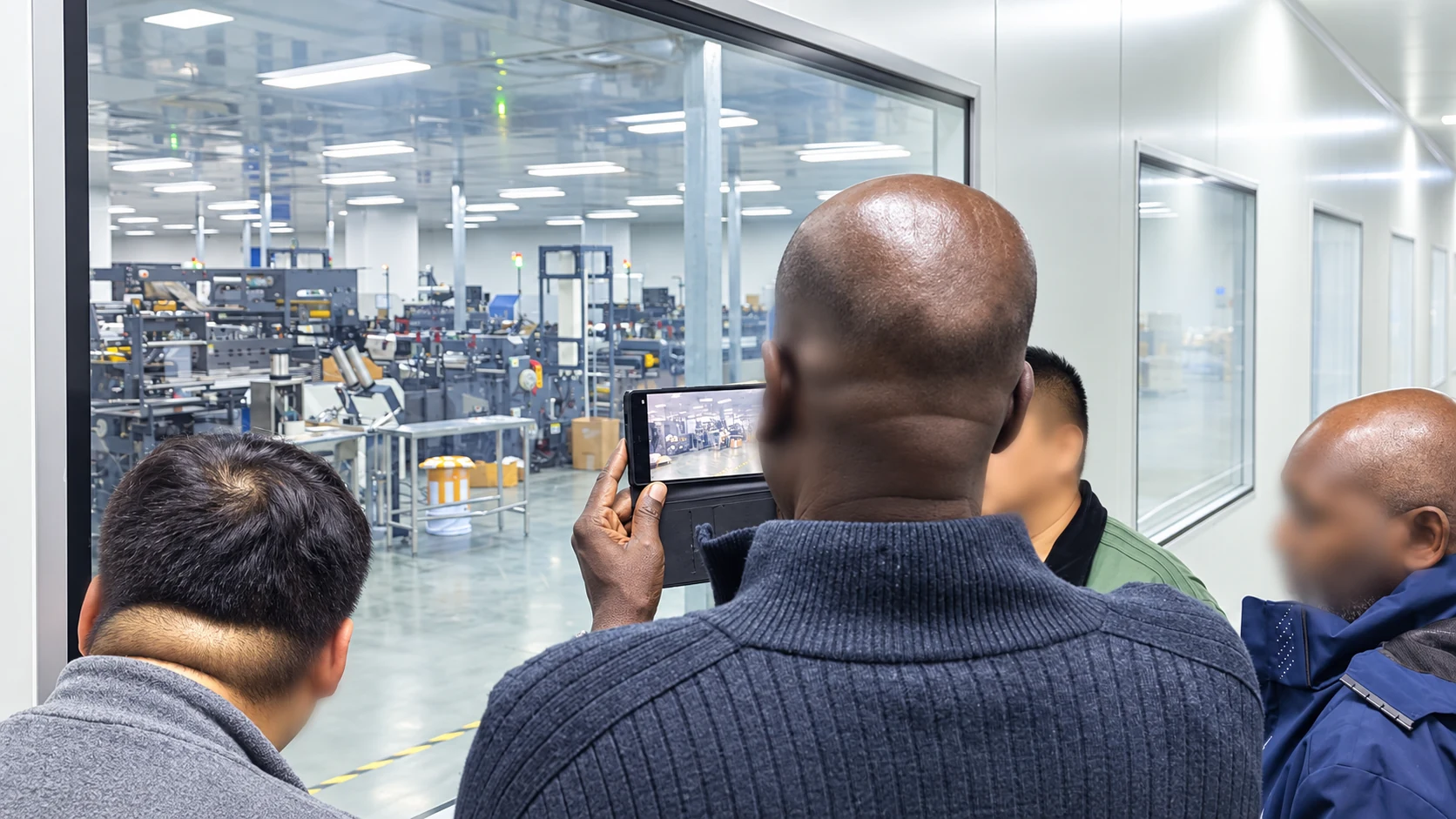 overseas buyers visiting vacuum storage bag factory