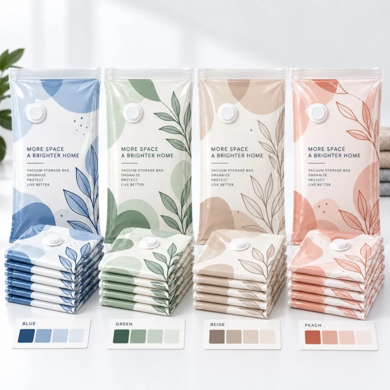Vacuum storage bags with custom print color options