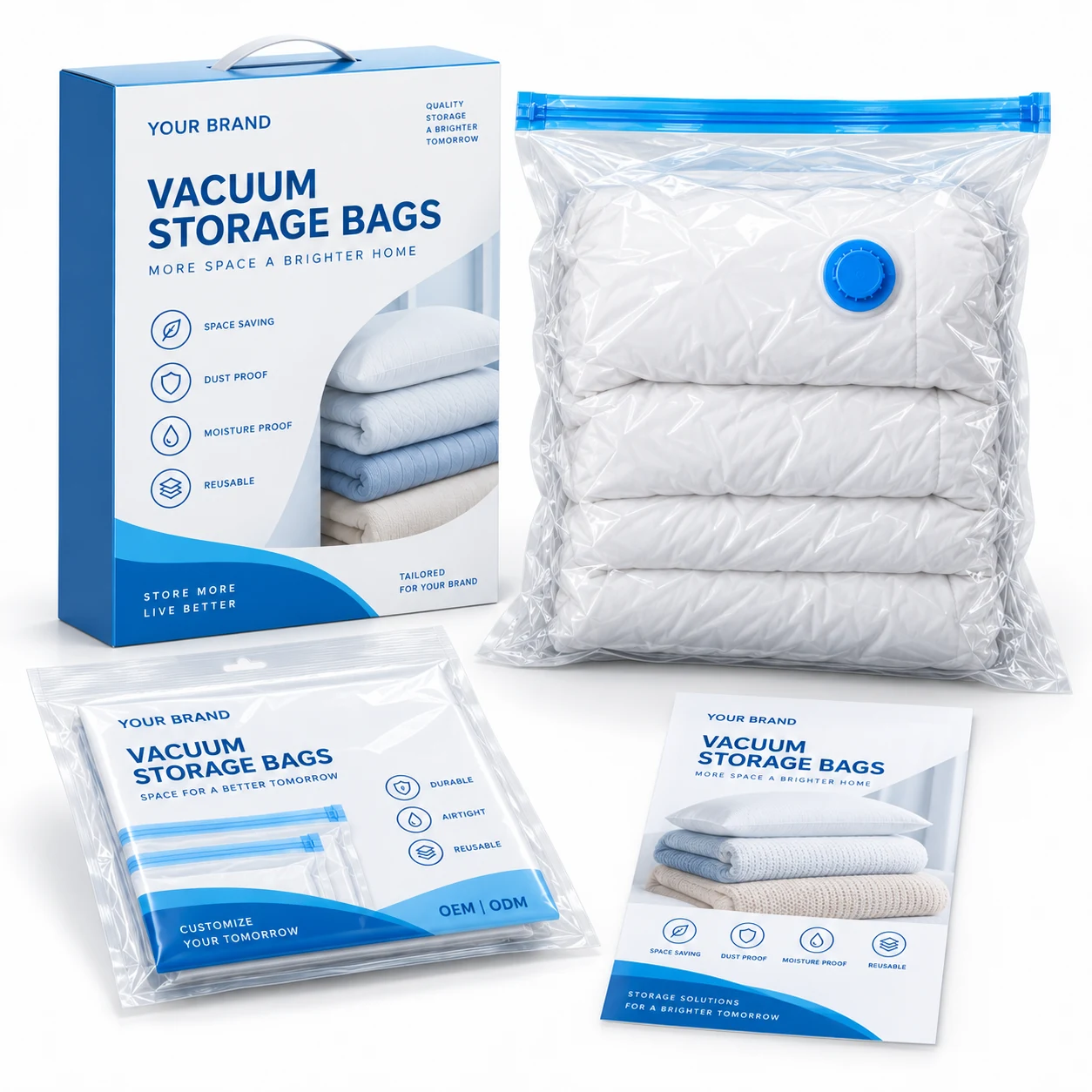 Vacuum storage bag packaging and multi-size sets