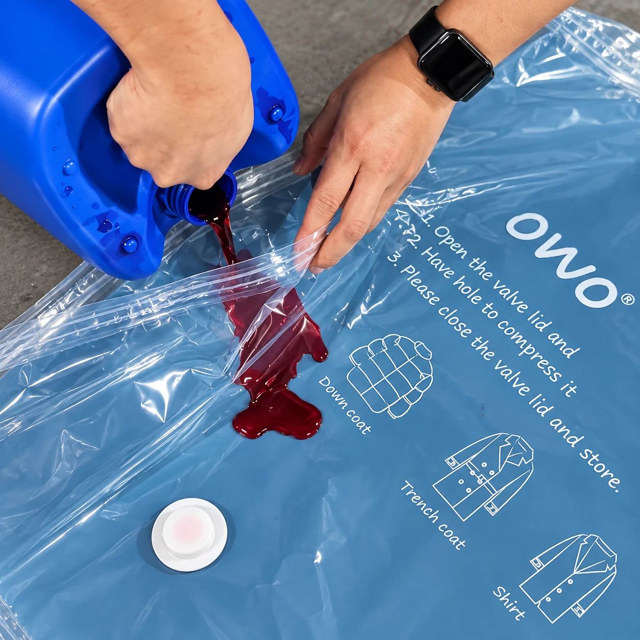 Vacuum storage bag leak testing and quality control before shipment