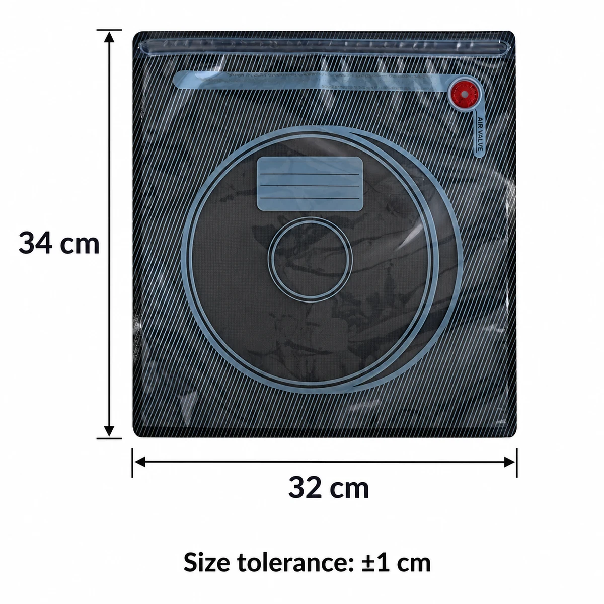 34 × 32 cm filament vacuum bag dimensions with ±1 cm tolerance