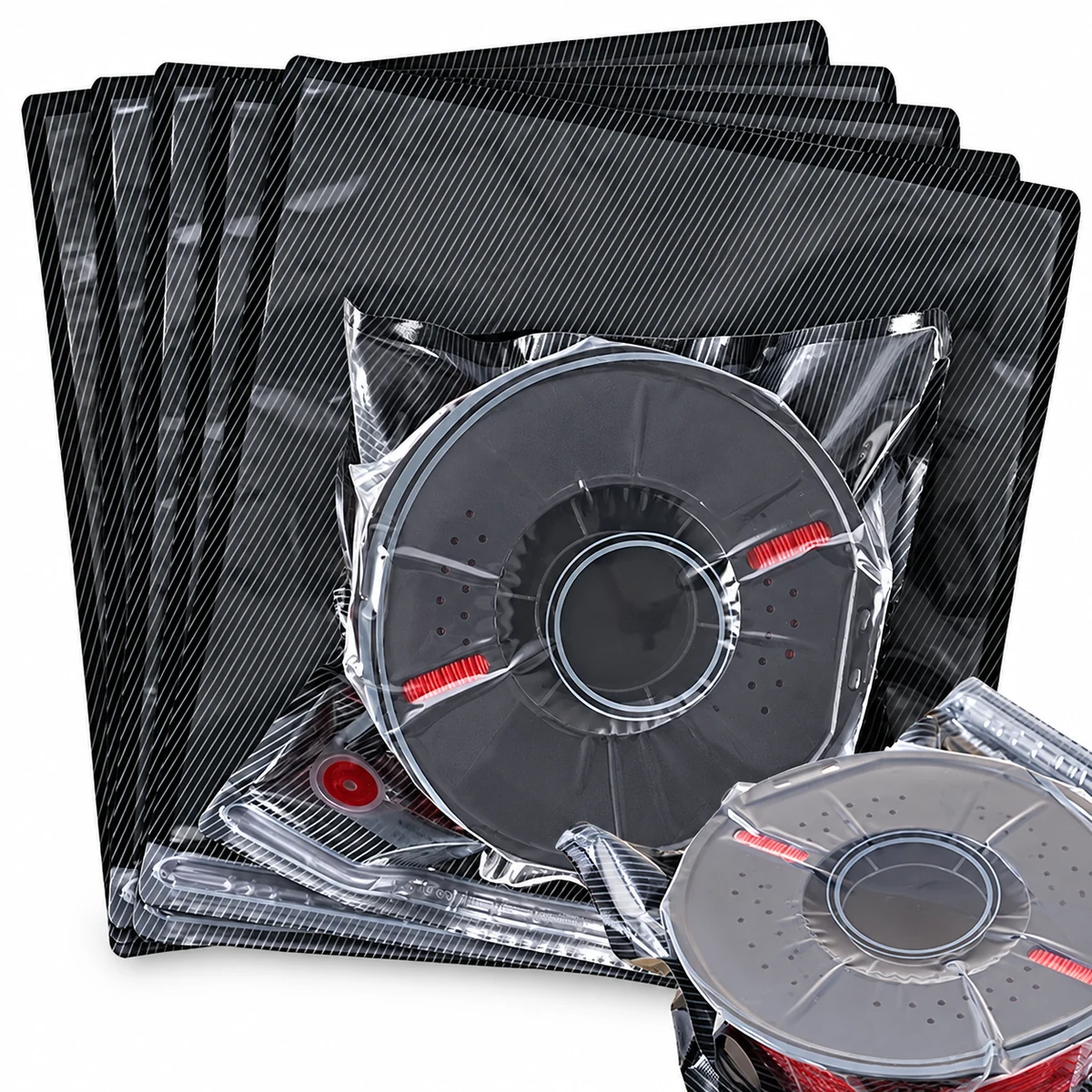 3D printer filament vacuum storage bags with filament spools